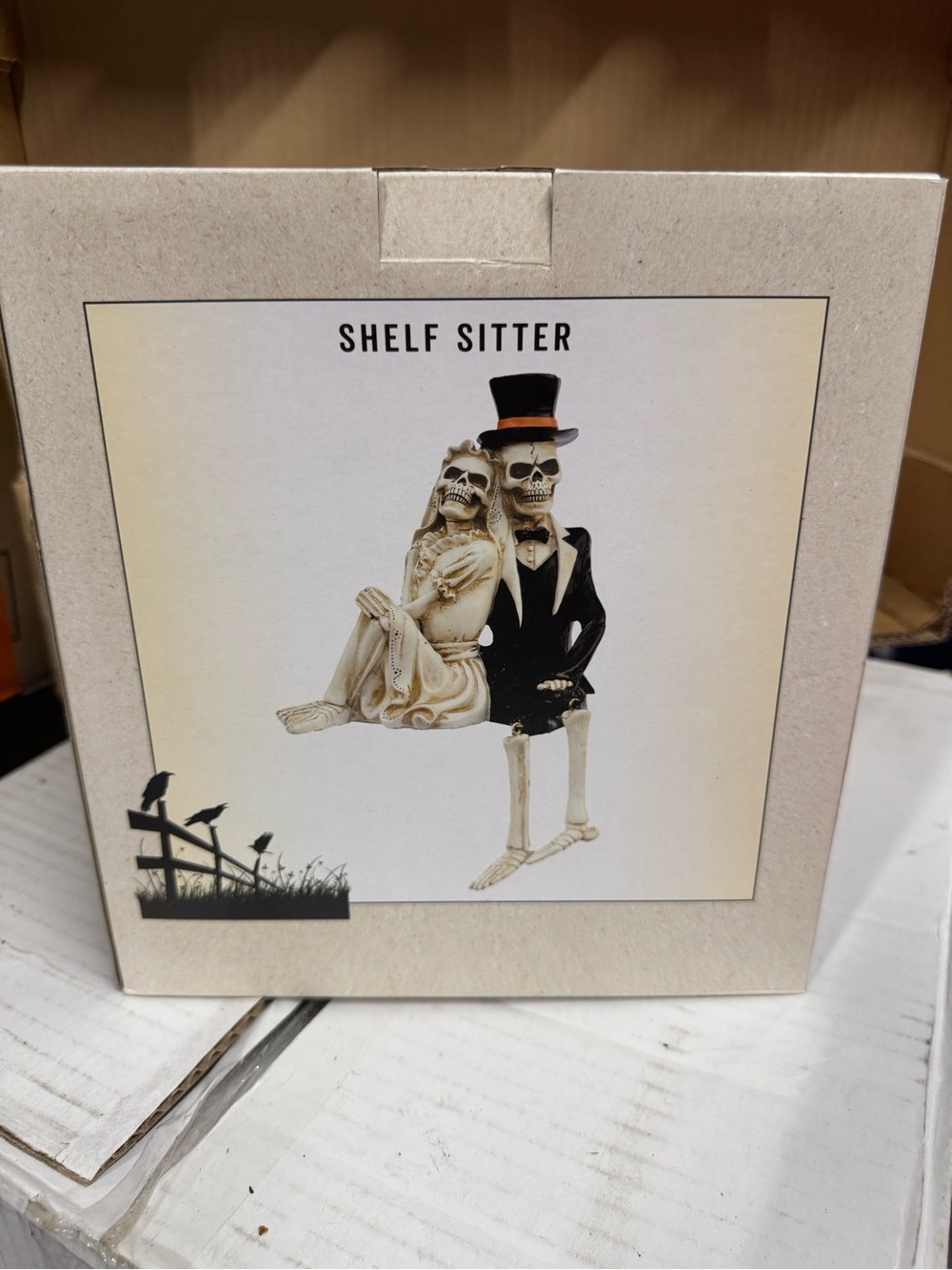 Shelf Sitter Skeleton Couple Figurine - Black & Cream Cracker Barrel